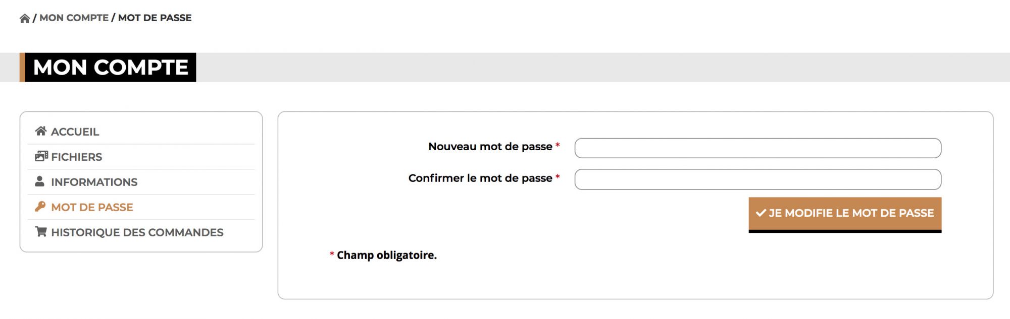 Changement du mot de passe