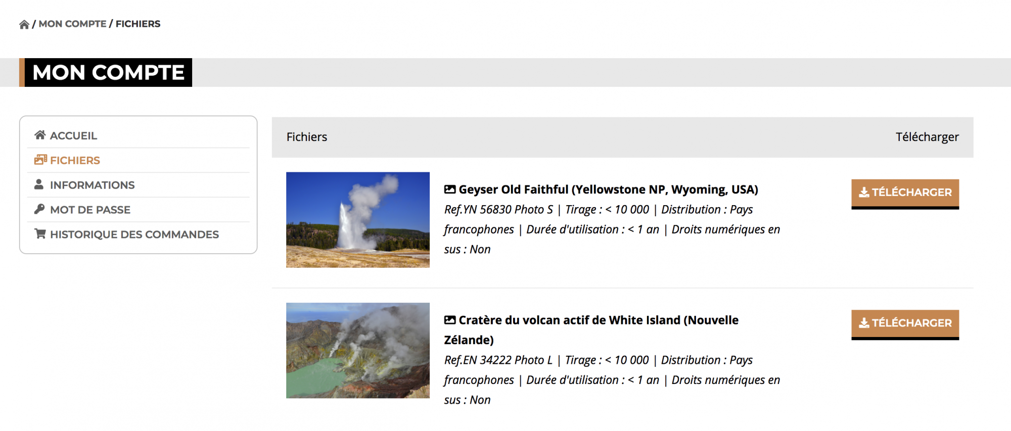 Mon compte - fichiers